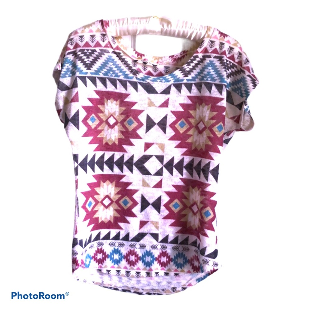GAZE‎ Aztec Desert Revival Open Weave Top Sz S
